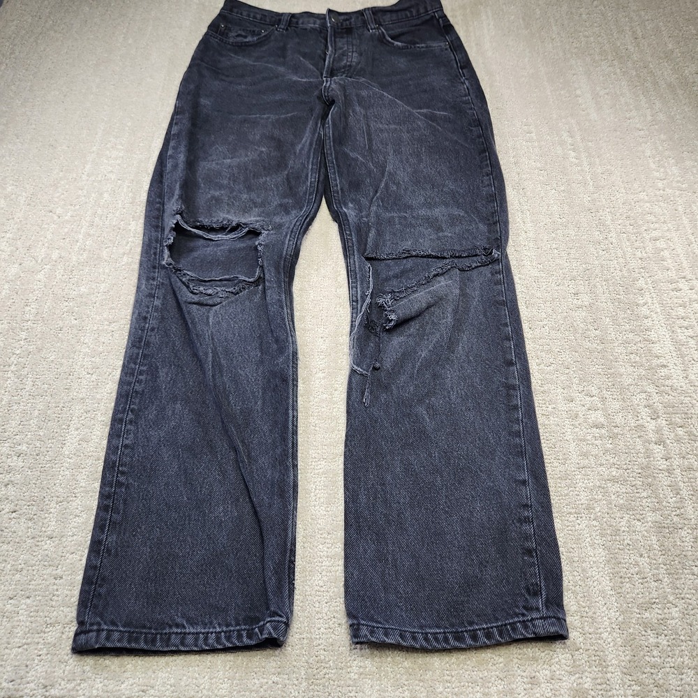 Reformation Jeans Women 28 Cynthia High Rise‎ Straight Black Distressed Preppy